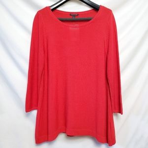 Eileen Fisher Red Ballet Neck Tunic Sweater Sz L